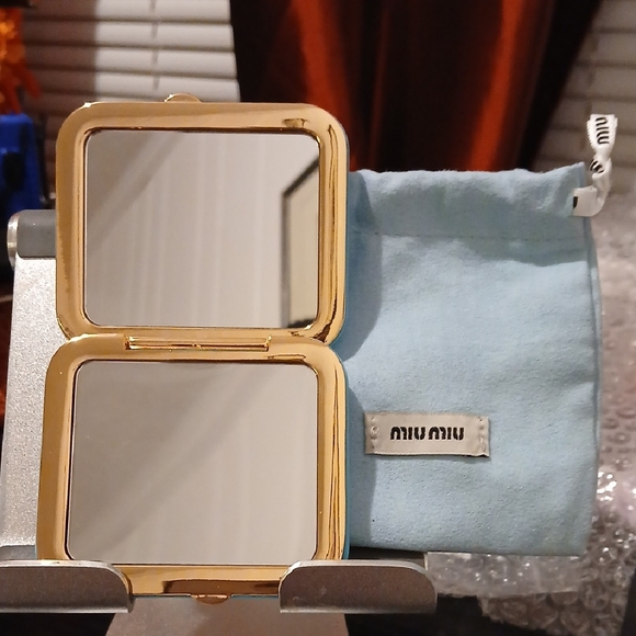 Miu Miu Gold Mirror with Light Blue Dust Pouch - Picture 1 of 3